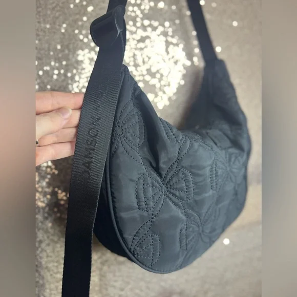 Damson Madder Crescent Bow-embroidered Satin Shoulder Bag - Picture 2 of 9